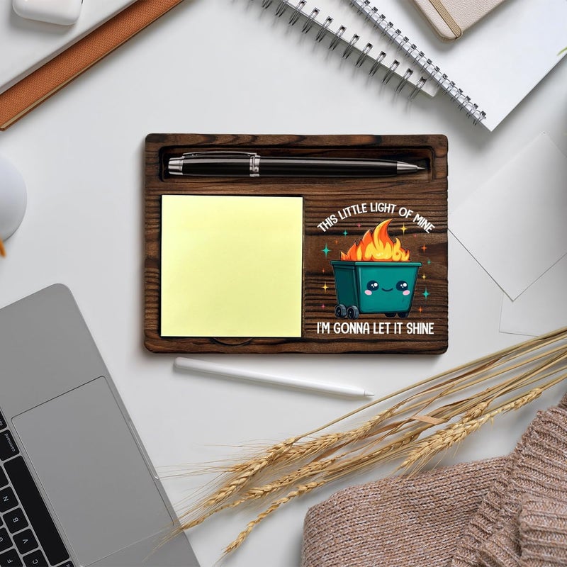QODMGD Funny Office Dumpster Fire Sticky Note Holder Dumpster Fire Gifts This Little Light of Mine I'm Gonna Let It Shine Post It Note Dispenser for Office Cubicle Desk Decor - Image 5
